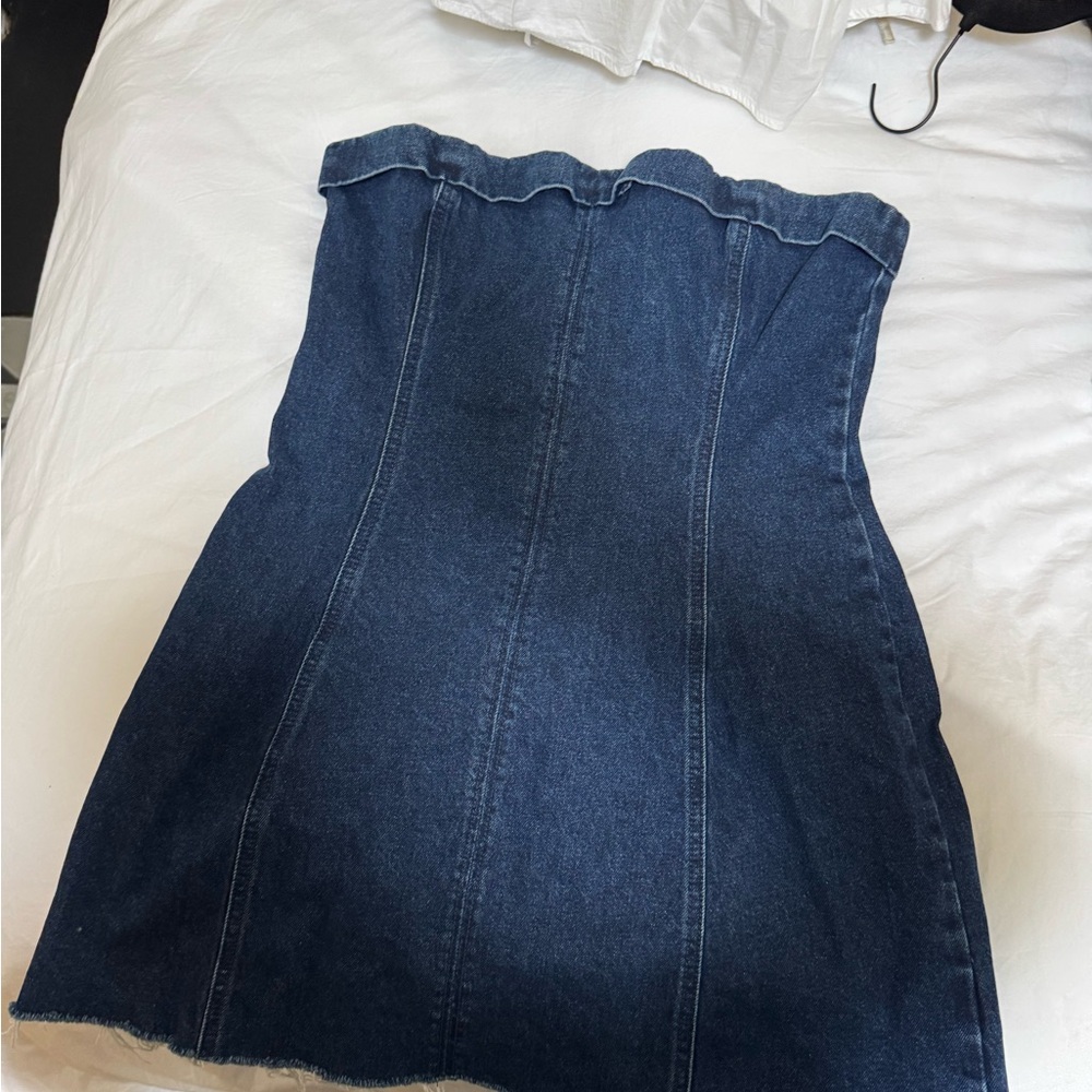 WeWoreWhat Blue Denim Tube Mini Dress